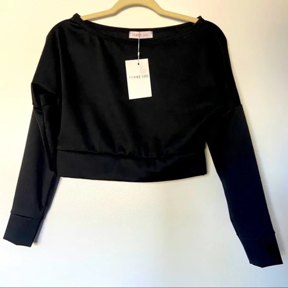 Femme Luxe Cropped Sweater in Black - Picture 1 of 3